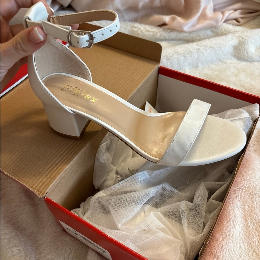 Amazon White Block Heel Sandals